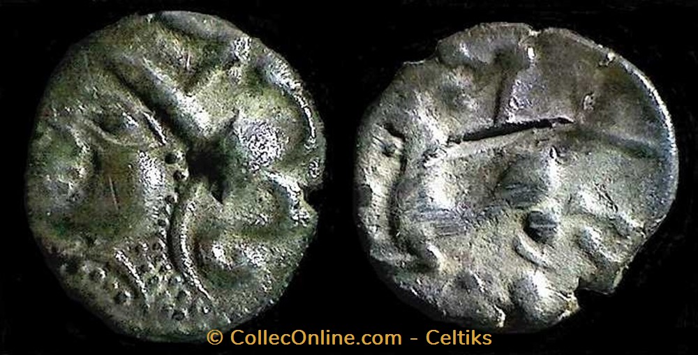 quinaire à la tête casquée à gauche et aux carnyx monnaies antiques celtes quinaire a la tete casquee a gauche et aux carnyx