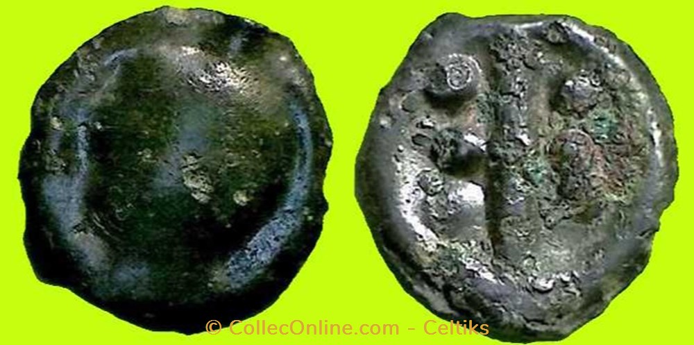 potin à la grosse tête et aux globules monnaies antiques celtes potin a la grosse tete et aux globules