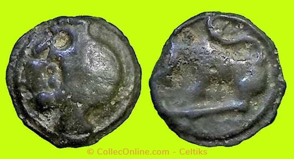 potin à la tête diabolique - cl 5 var monnaies antiques celtes potin a la tete diabolique cl 5 var