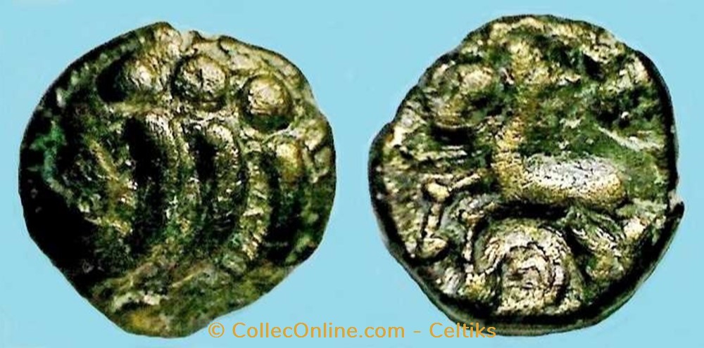 quart de statère aux segments de cercles - 17 monnaies antiques celtes quart de statere aux segments de cercles 17