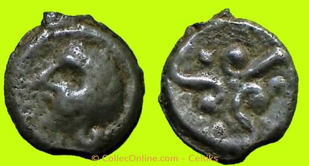 potin aux trois volutes type POMMIER monnaies antiques celtes potin aux trois volutes type pommier
