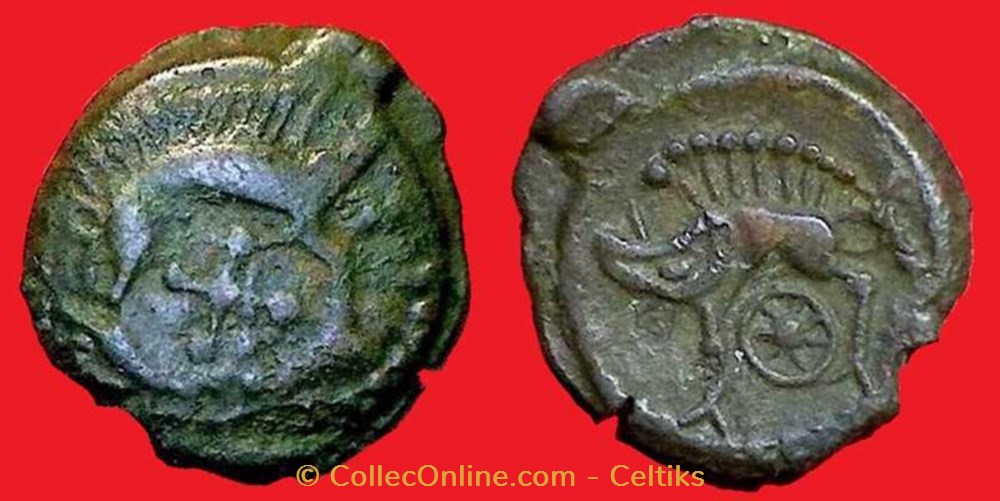 bronze aux sangliers de SAINT ANDREE sur CAILLY - b monnaies antiques celtes bronze aux sangliers de saint andree sur cailly b