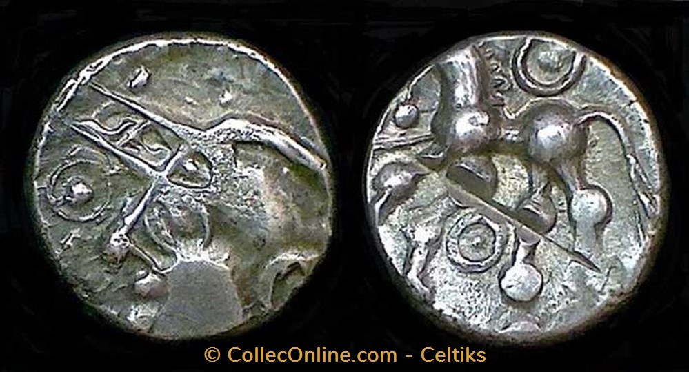 denier à la tête casquée - type 5 monnaies antiques celtes denier a la tete casquee type 5