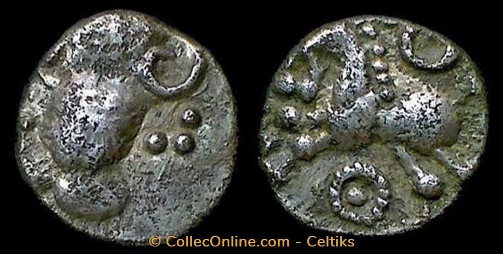denier à la tête casquée - type 2b monnaies antiques celtes denier a la tete casquee type 2b