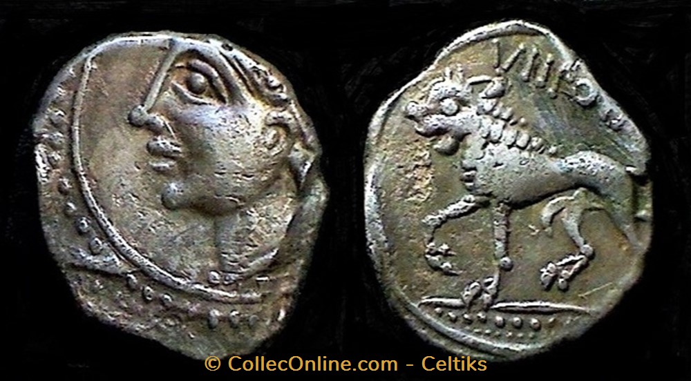 denier VIIPOTAL au lion monnaies antiques celtes denier viipotal au lion