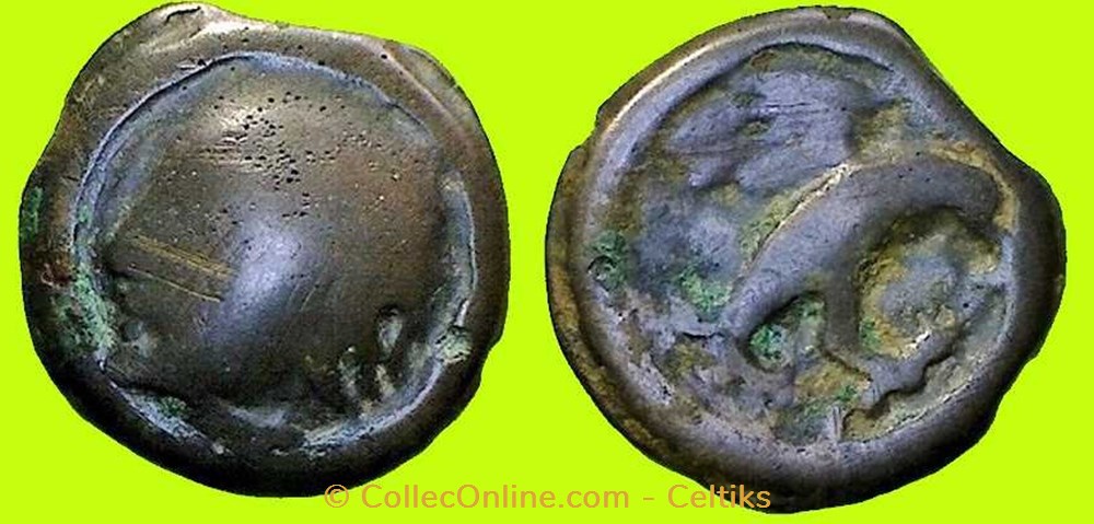 potin à l'aigle à droite monnaies antiques celtes potin a aigle a droite