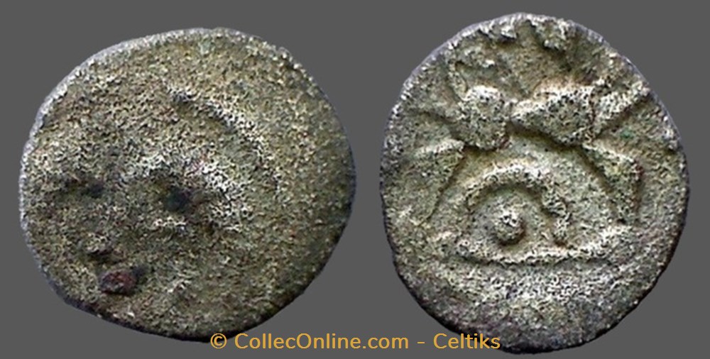 obole du pont de la CHALOIRE - h monnaies antiques celtes obole du pont de la chaloire h
