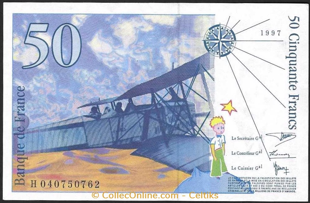 50 francs ( SAINT-EXUPERY ) - type 1992 modifié billets europe france 50 francs saint exupery type 1992 modifie