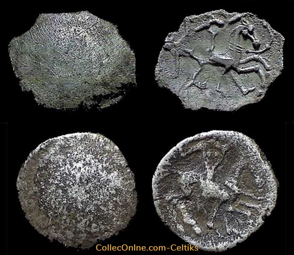 fraction au cavalier - d * 2 monnaies antiques celtes fraction au cavalier d