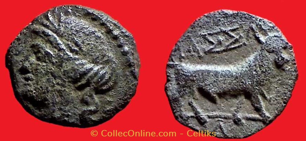 monnaies antiques celtes bronze au taureau passant