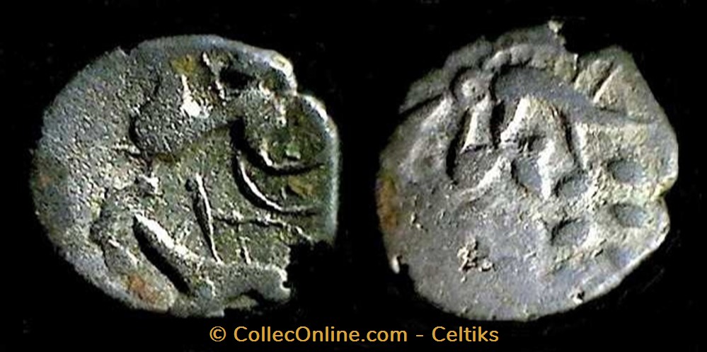 monnaies antiques celtes fraction au cheval et au sanglier
