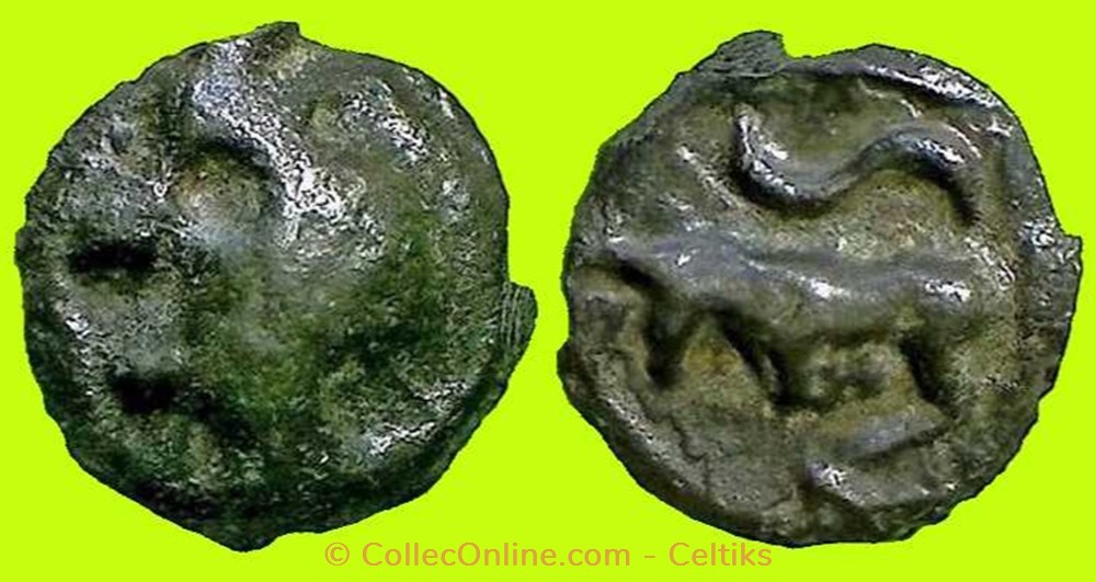potin à la tête diabolique - cl 3 monnaies antiques celtes potin a la tete diabolique cl 3