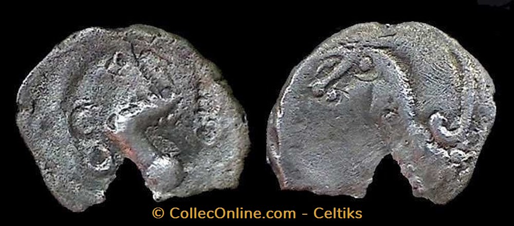 denier à la tête casquée - type 4 * 2 monnaies antiques celtes denier a la tete casquee type 4