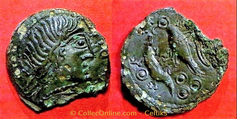 bronze à l'aigle et au lezard (1) monnaie antique av jc ap gauloise bronze a aigle et au lezard 1