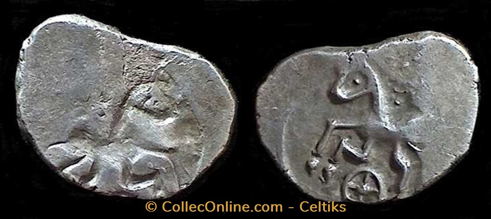 denier VOL au cheval et à la rouelle * monnaies antiques celtes denier vol au cheval et a la rouelle