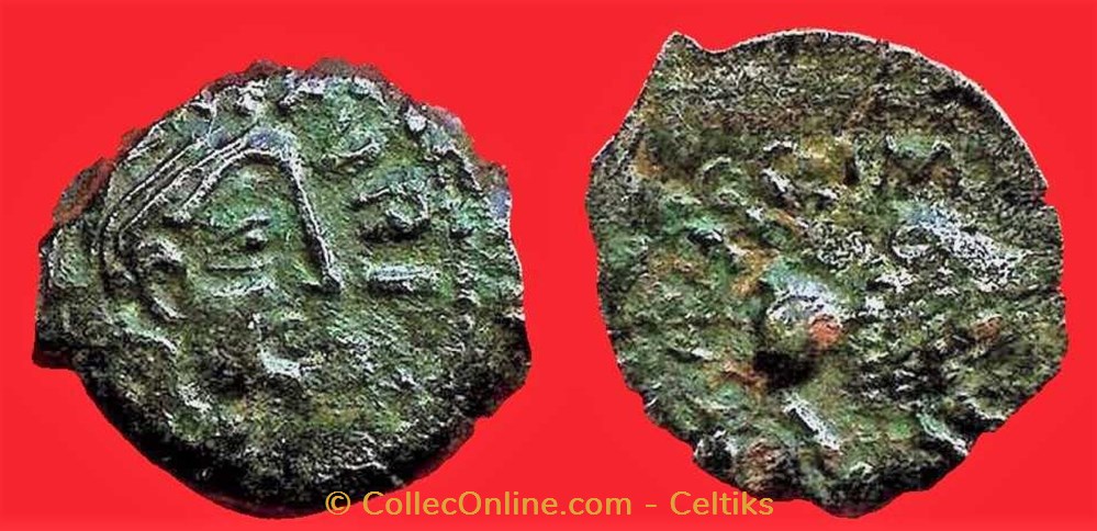 bronze INIICRITVRIX / A.HIR.IMP au lion monnaies antiquite av jc ap gauloises bronze iniicritvrix a hir imp au lion