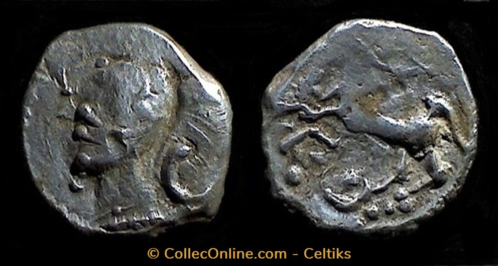 denier à la tête casquée - type 3 monnaies antiques celtes denier a la tete casquee type 3