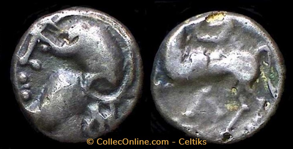 denier à la tête casquée - type 6b monnaies antiques celtes denier a la tete casquee type 6b