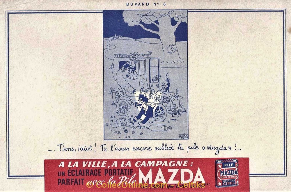 DUBOUT - MAZDA HYDRA 8 objets publicitaires buvards dubout mazda hydra 8