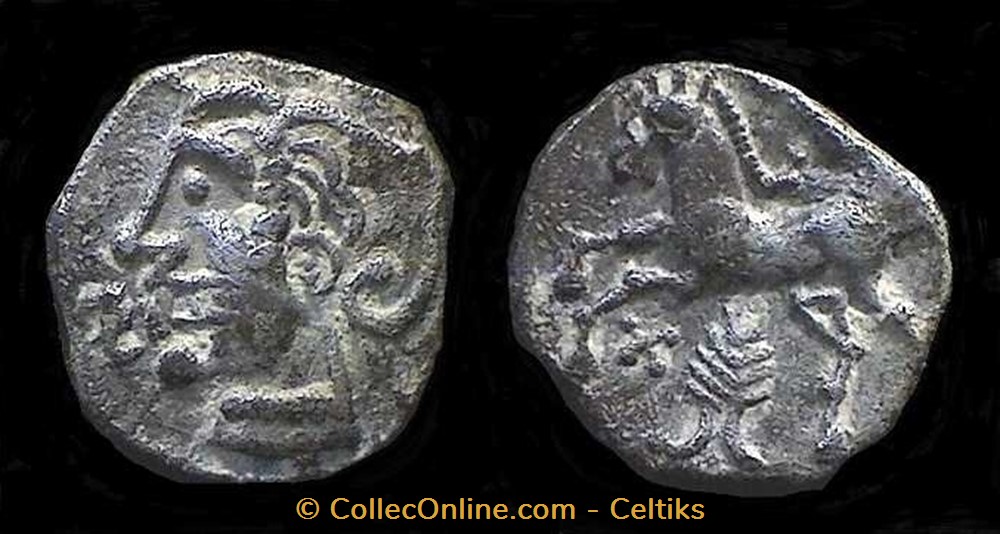 denier d'argent imité des monnaies ARVERNES antiques celtes denier argent imite des monnaies arvernes
