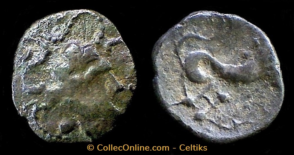 monnaies antiques av jc ap celtes fraction a la tete et au cordon perle