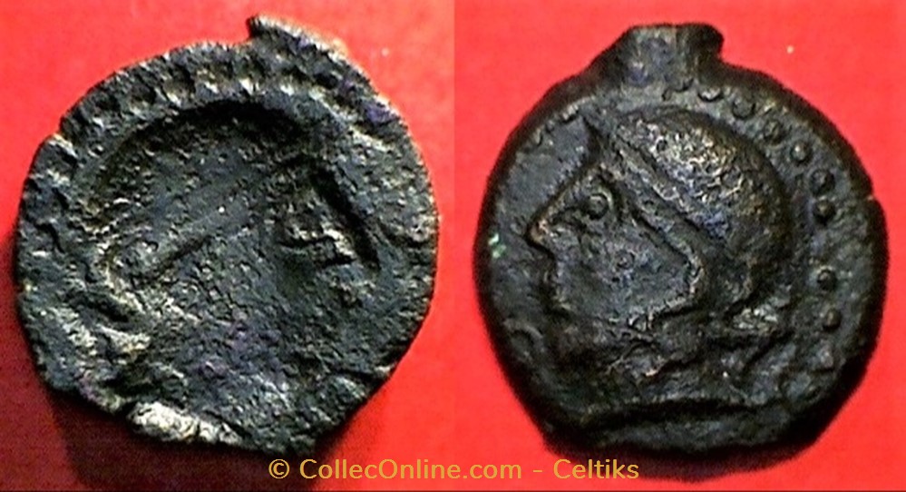 monnaie antique av jc ap gauloise incus bronze au cheval et au sanglier