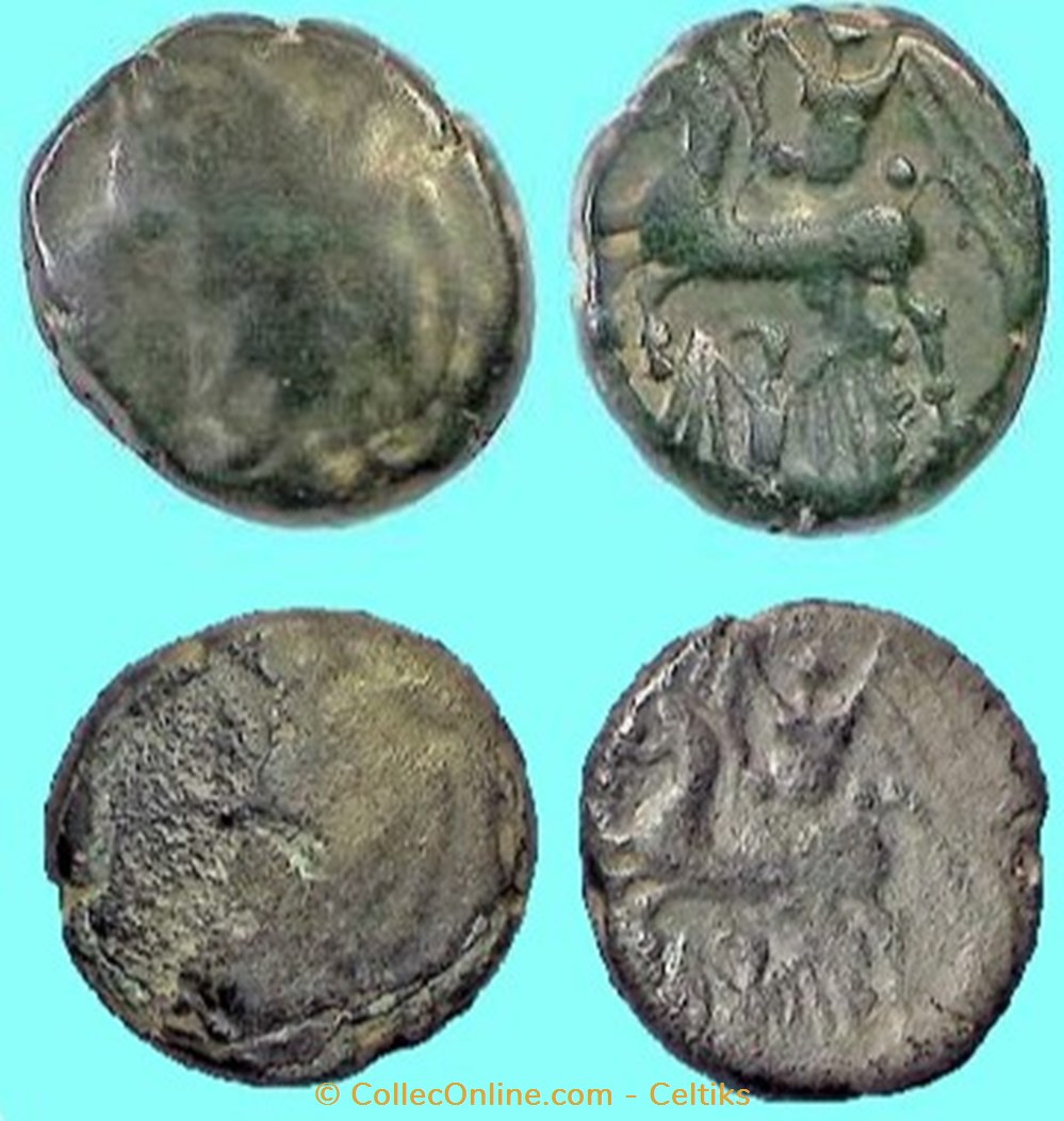 statère à la victoire ailée et à l'oiseau * 2 monnaies antiques celtes statere a la victoire ailee et a oiseau