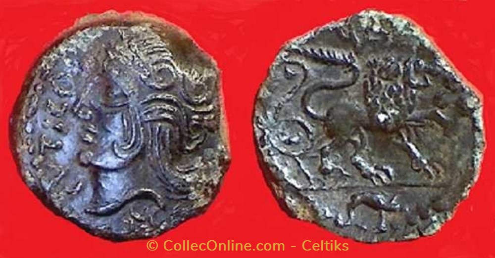 monnaies antiques celtes bronze svticos au lion