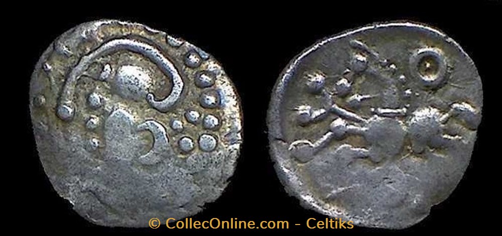 denier à la tête casquée - type 2b monnaies antiques celtes denier a la tete casquee type 2b