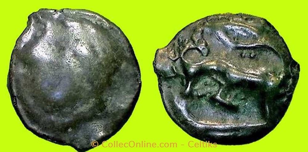 monnaies antiques celtes potin tete casquee et bandeau parallele