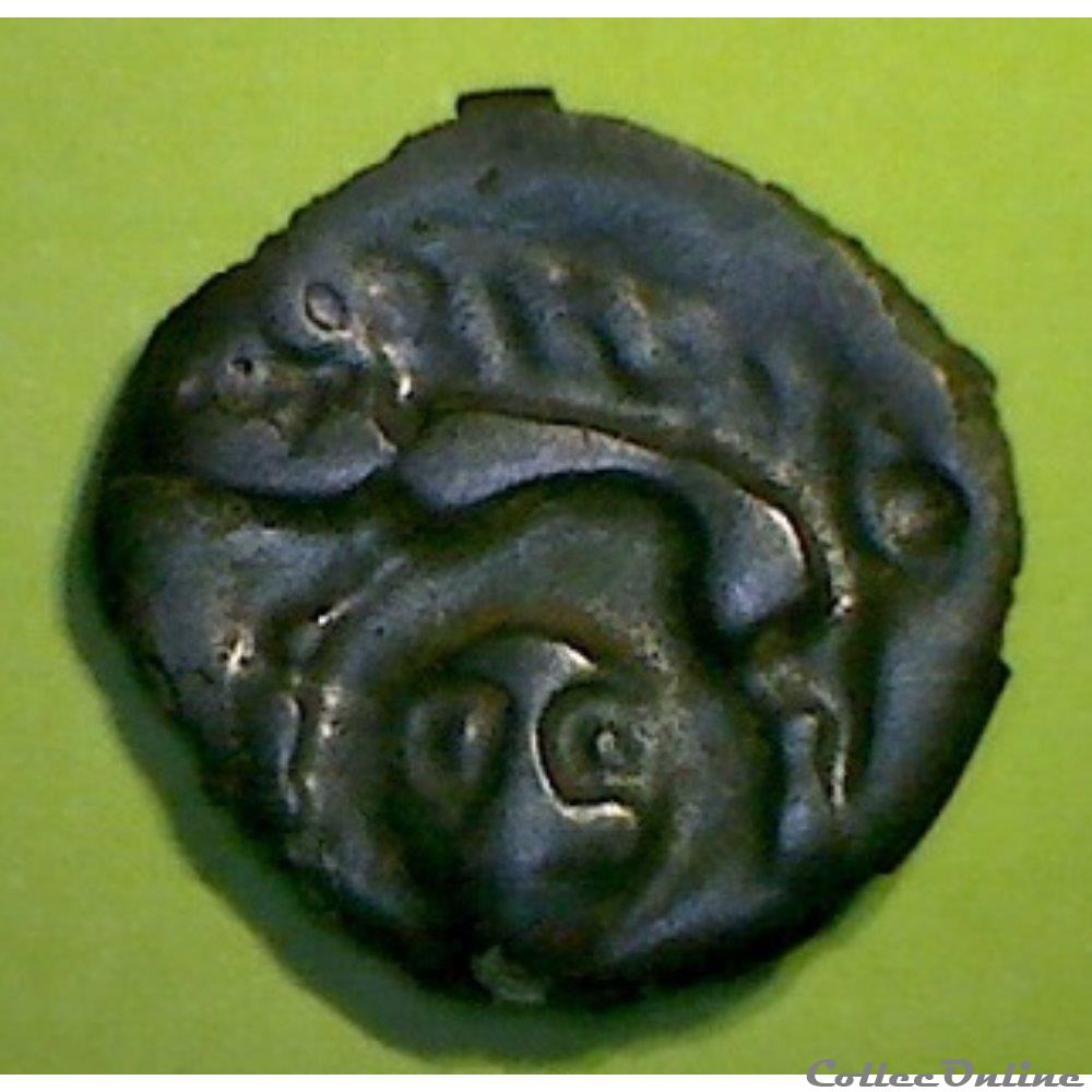 Série 24 DT 151 potin à la tête humaine sous le sanglier monnaie antique gauloise serie 24 dt 151 potin a la tete humaine sous le sanglier