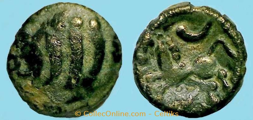 quart de statère aux segments de cercles - 10 monnaies antiques celtes quart de statere aux segments de cercles 10