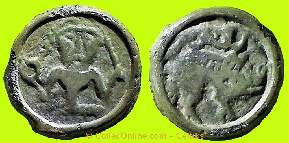 potin au personnage de face - a monnaies antiques celtes potin au personnage de face a