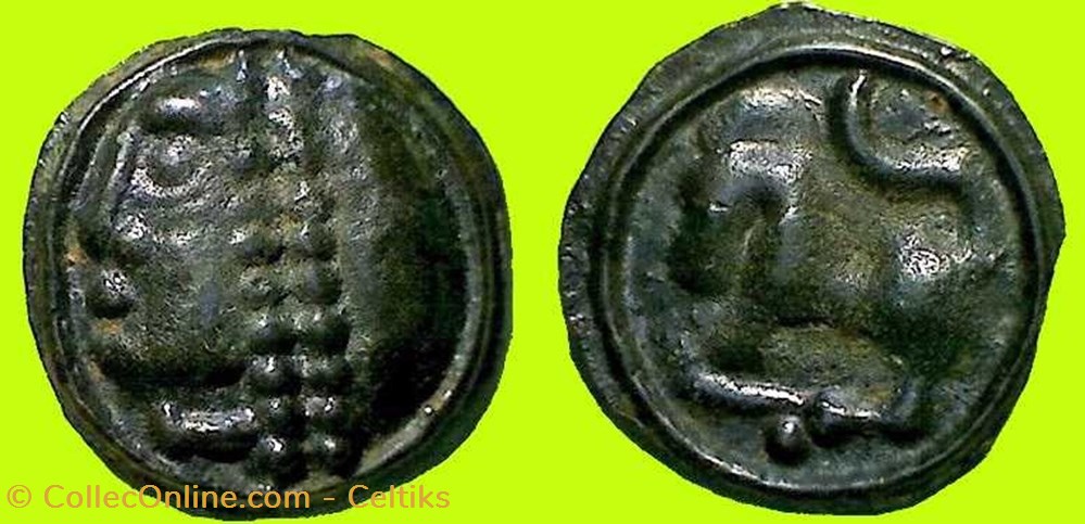 potin à la grosse tête au bandeau orné monnaies antiques celtes potin a la grosse tete au bandeau orne
