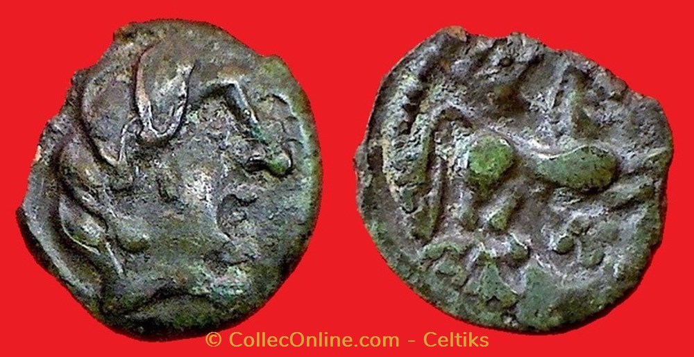 monnaies antiques celtes bronze au cheval et a la tete de loup