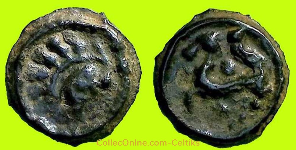 monnaies antiques celtes potin a la petite tete indien aux meches brisees