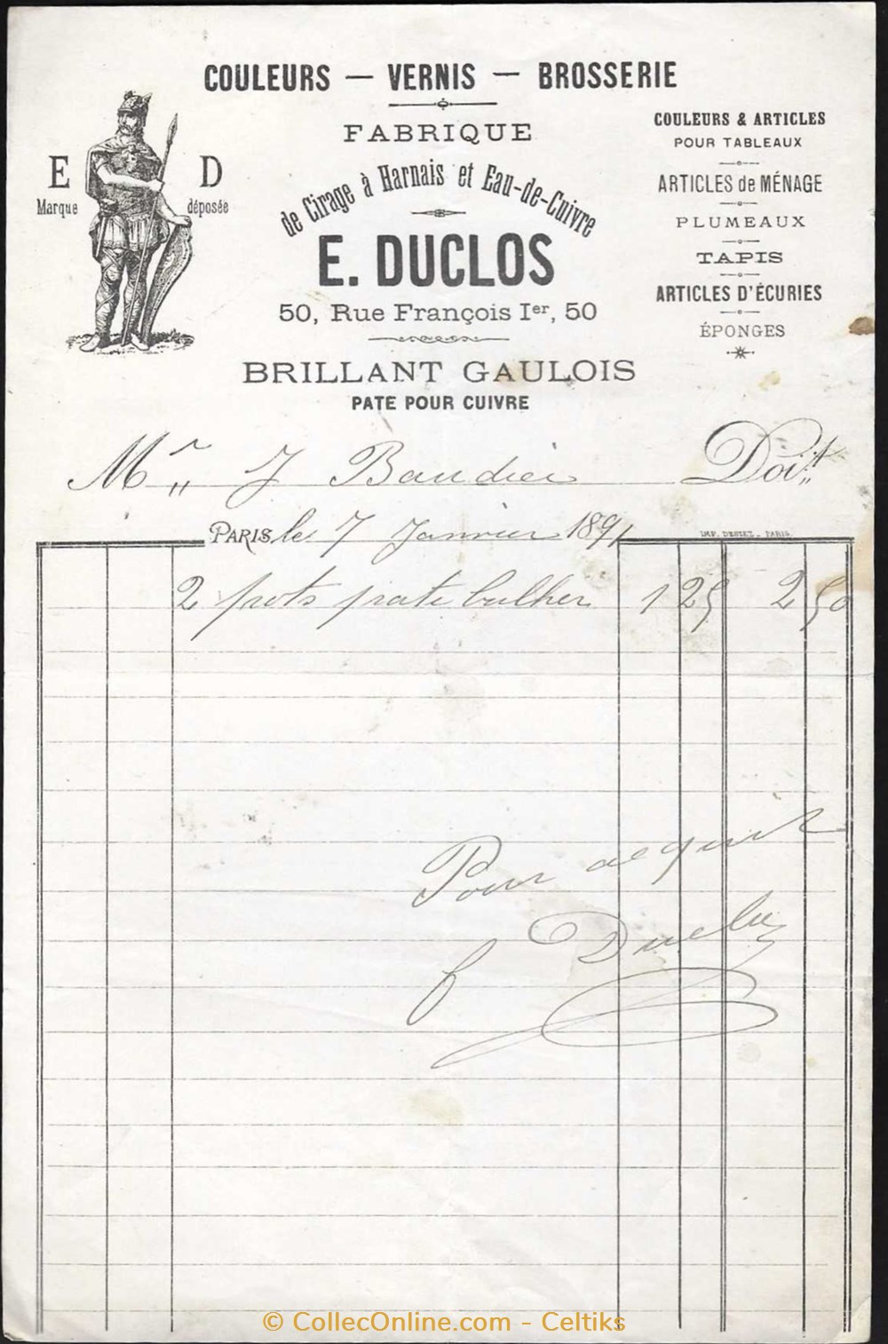 facture - E.DUCLOS documents anciens factures commerciaux facture e duclos