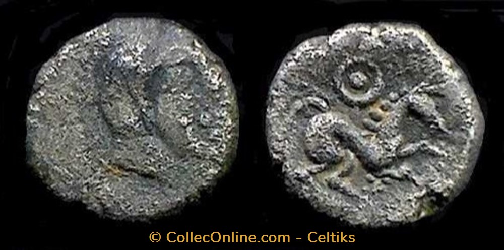 fraction au cheval et à l'annelet pointé - a monnaies antiques celtes fraction au cheval et a annelet pointe a