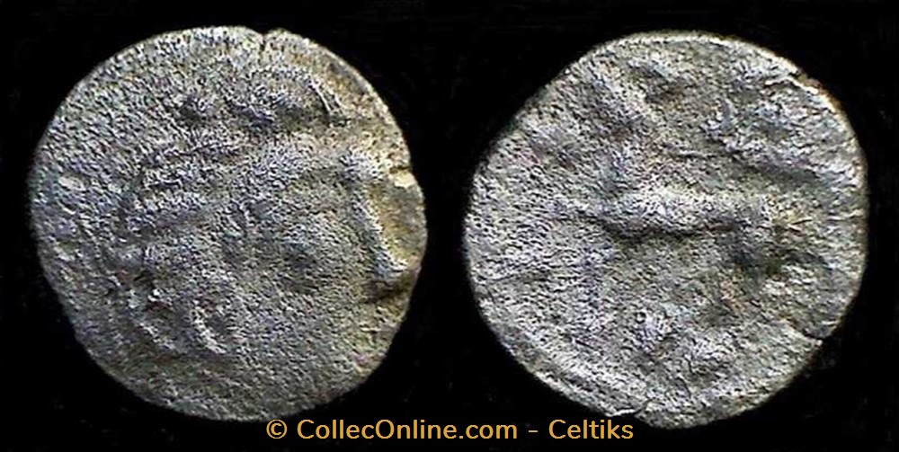 monnaies antiques celtes fraction a la petite tete au dessus du cheval