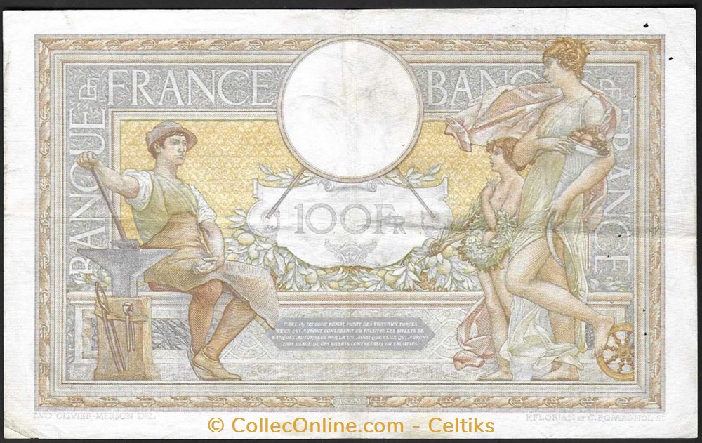 100 francs ( L. O. MERSON ) - type 1906 " grands cartouches " billets europe france 100 francs l o merson type 1906 grands cartouches