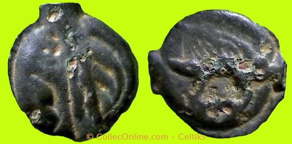 potin tête d'indien et à la rouelle monnaies antiques celtes potin tete indien et a la rouelle