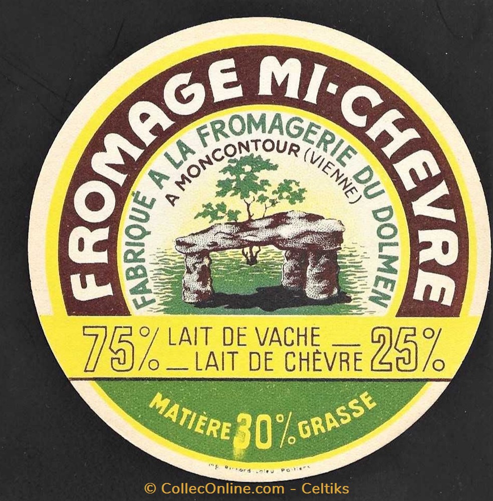 FROMAGE - mi chèvre " fromagerie du dolmen " vieux papiers etiquettes fromage mi chevre fromagerie du dolmen