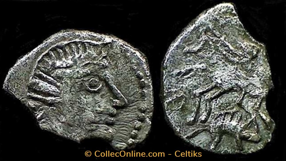 drachme de CHEVERNY tête et cavalier à droite monnaies antiques celtes drachme de cheverny tete et cavalier a droite