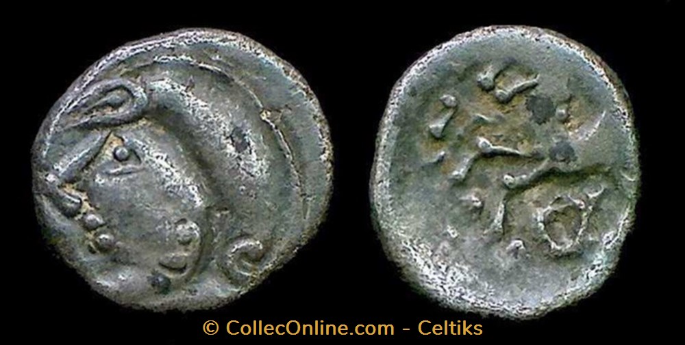 denier à la tête casquée - type 4 monnaies antiques celtes denier a la tete casquee type 4