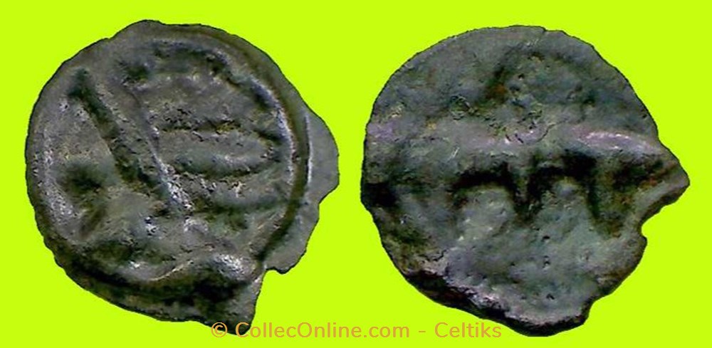 monnaies antiques celtes potin aux trois meches etirees et au taureau