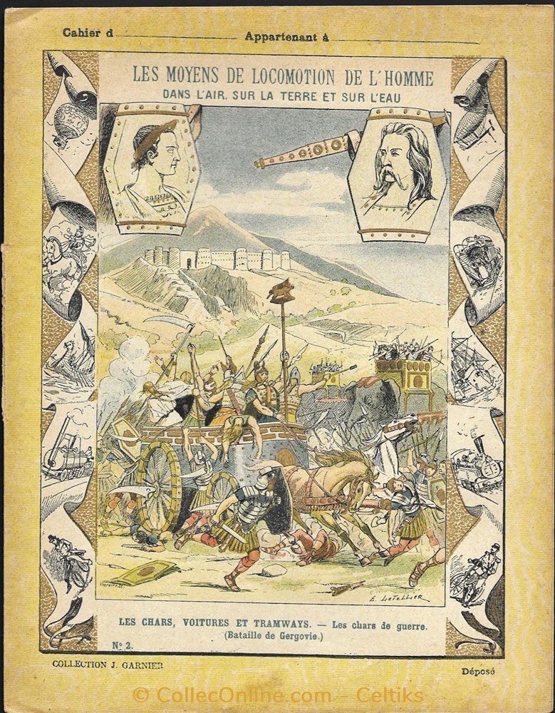protège cahier - bataille de GERGOVIE documents anciens buvards cahiers illustres protege cahier bataille de gergovie