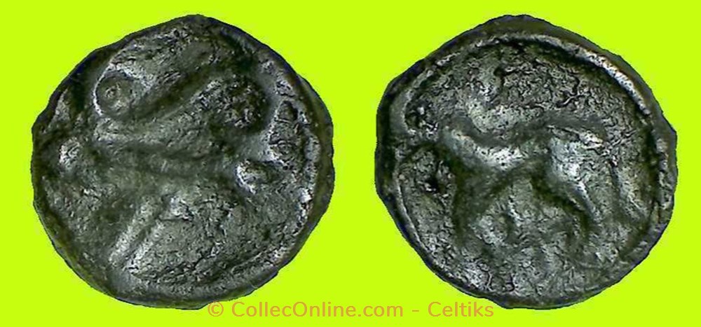 monnaies antiques av jc ap celtes atrebates potin a la colonne