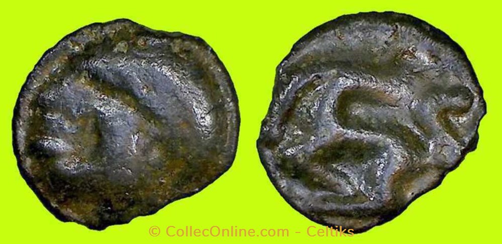 potin au cheval retournant la tête - b monnaies antiques celtes potin au cheval retournant la tete b