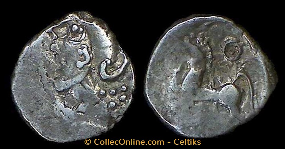 denier à la tête casquée - type 3b monnaies antiques celtes denier a la tete casquee type 3b