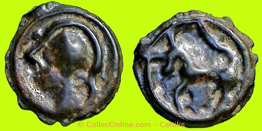 potin à la tête casquée et à la rosace monnaies antiques celtes potin a la tete casquee et a la rosace